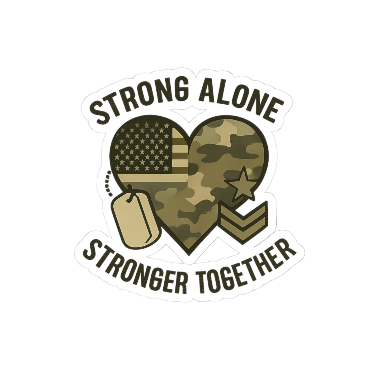 Military Deployment Sticker Strong Alone Stronger Together Camouflage Heart Military Spouse Gift Patriotic励 Army Navy Support