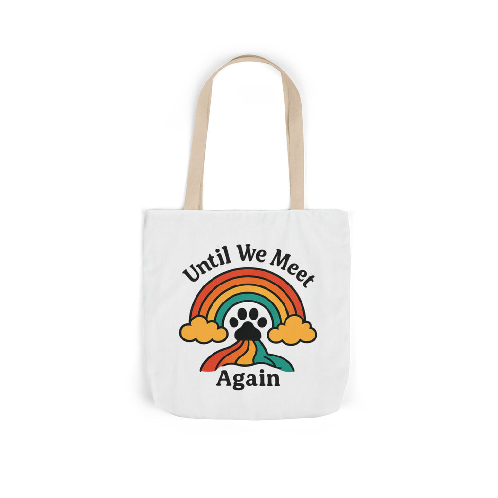Rainbow Bridge Pet Memorial Tote Bag, Pet Loss Gift, Dog Cat Paw Print Remembrance Bag, Until We Meet Again Sympathy Gift