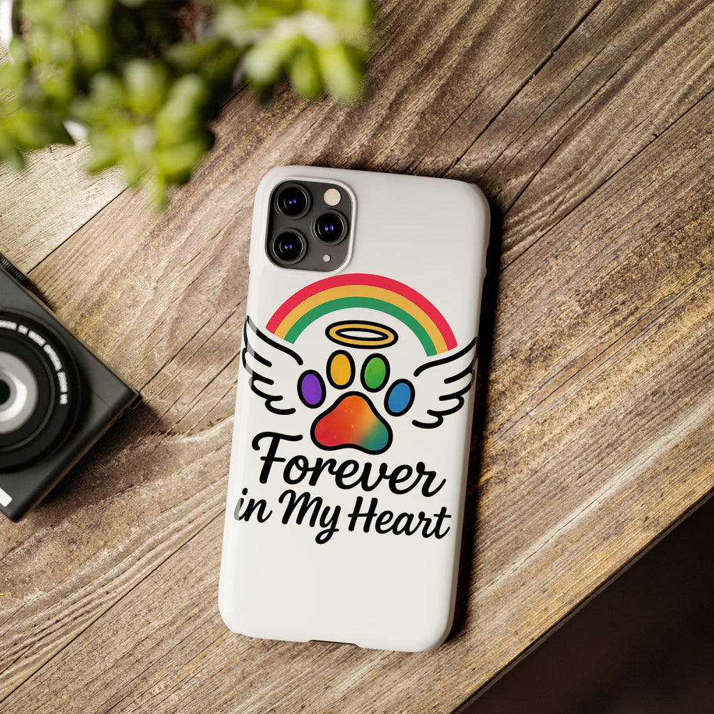Rainbow Bridge Pet Memorial Phone Case Forever in My Heart Dog Cat Loss Sympathy Gift Remembrance Watercolor Paw Print Angel Pet