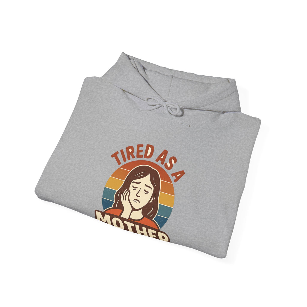 Tired As A Mother Hoodie Vintage Rainbow Retro Mom Life Sweatshirt Funny Exhausted Parent Gift Mothers Day Gift