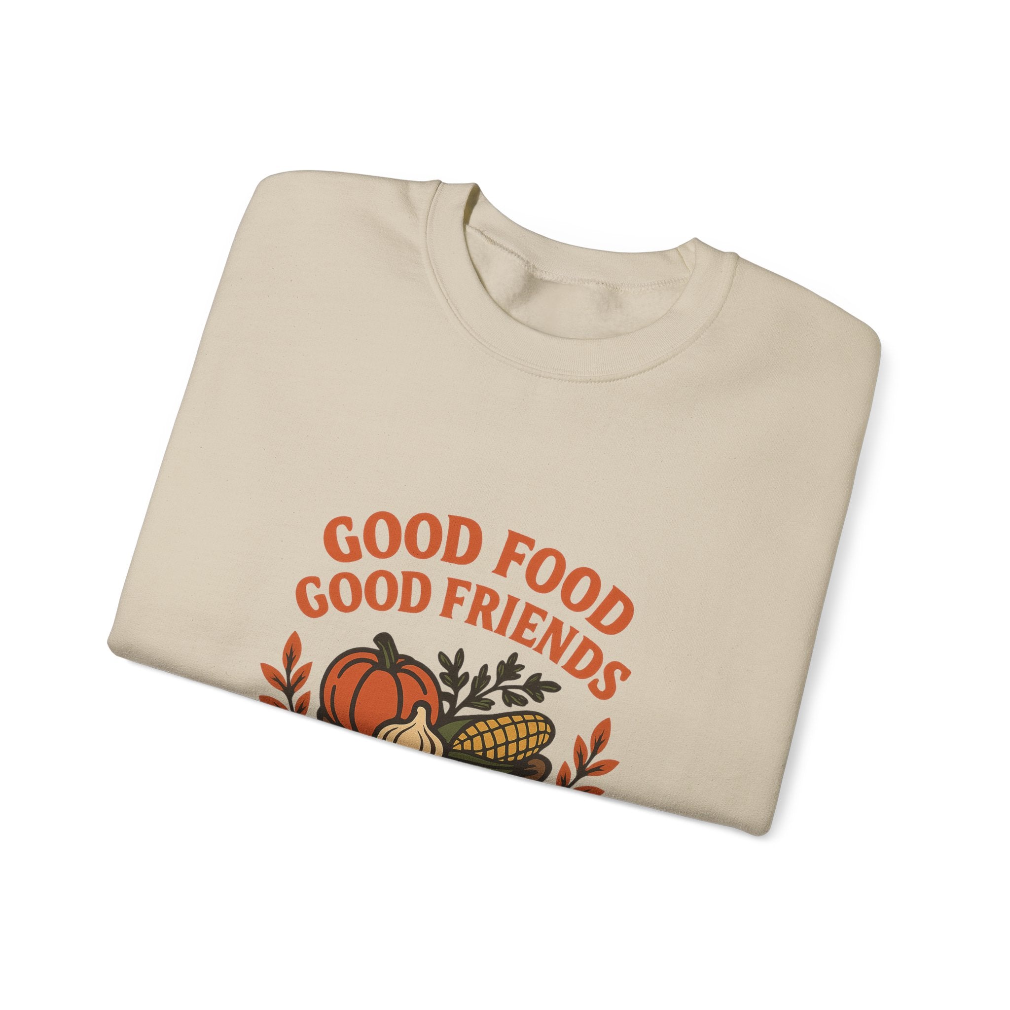 Good Food Good Friends Grateful Heart Sweatshirt, Thanksgiving Hostess Gift, Cooking Sweatshirt, Kitchen Lover Gift, Autumn Cozy Top
