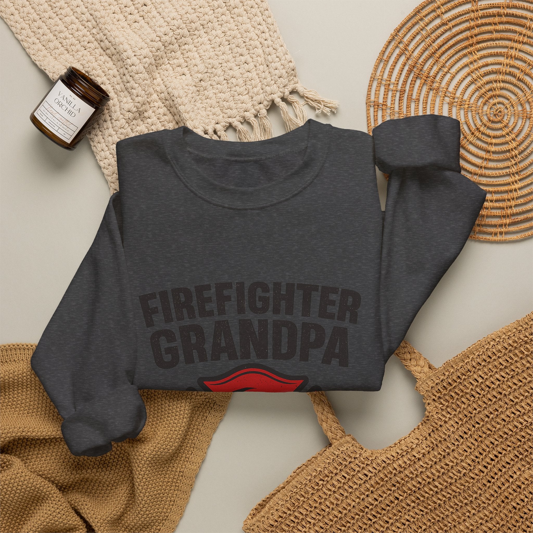 Firefighter Grandpa Sweatshirt My Hero Forever Gift Vintage Fire Station Badge Grandparents Day Fireman Grandfather Shirt