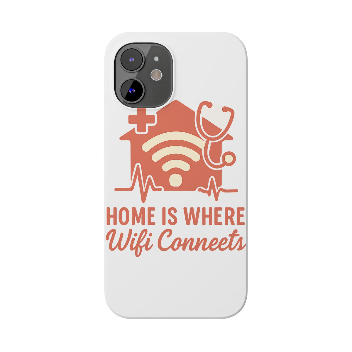 Home Is Where WiFi Connects Phone Case | Funny Tech Lover Gift | Minimalist House Phone Cover | Millennial Gen Z Humor Case