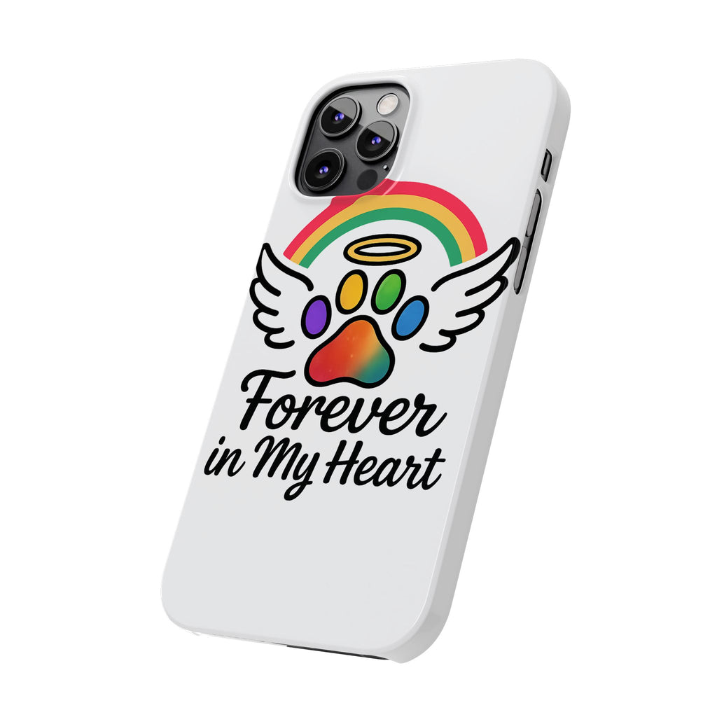 Rainbow Bridge Pet Memorial Phone Case Forever in My Heart Dog Cat Loss Sympathy Gift Remembrance Watercolor Paw Print Angel Pet