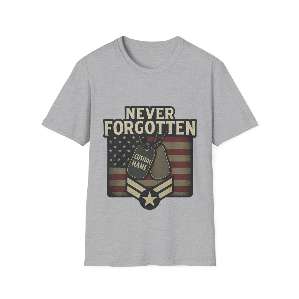 Never Forgotten Veteran Memorial Shirt Custom Name Military Tribute Tee Gold Star Family Gift Personalized Remembrance Tshirt