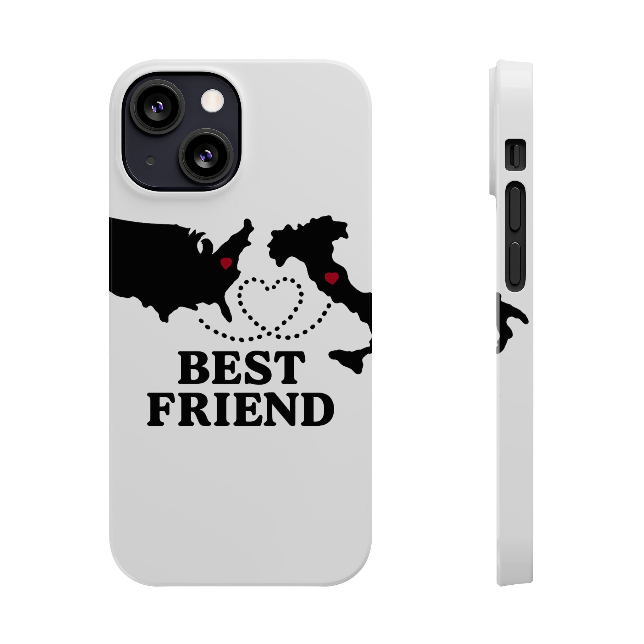 Long Distance Friendship Phone Case Personalized Coordinates Gift Best Friend Custom Location Map Heart Connection BFF