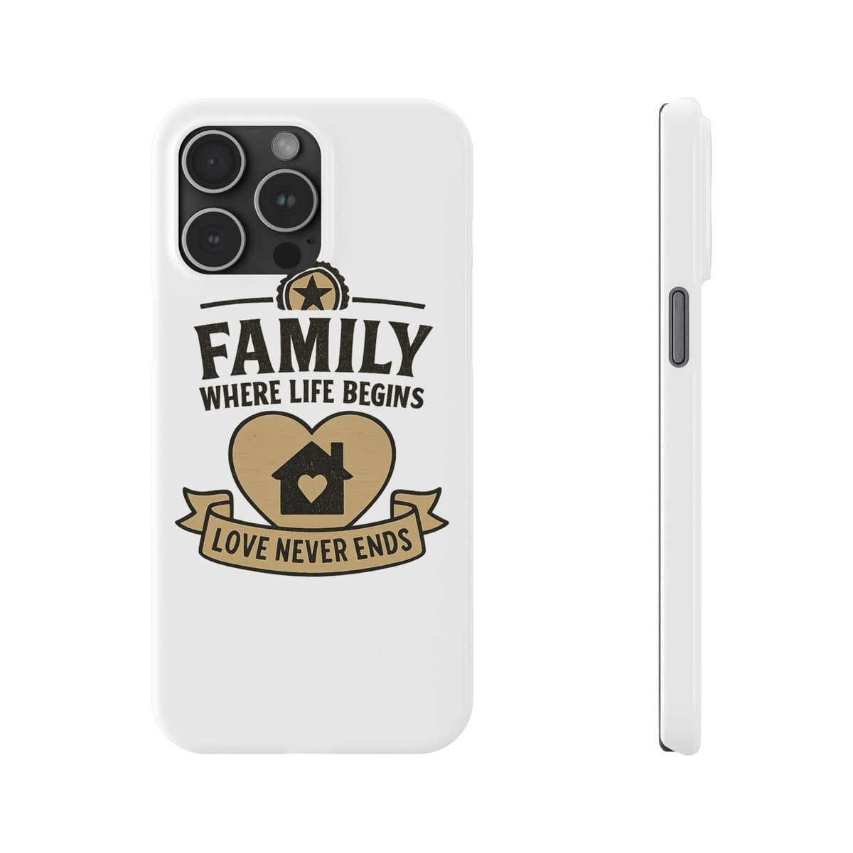 Family Where Life Begins Love Never Ends Phone Case, Rustic Farmhouse Gift for Mom Grandma, Mother's Day Gift, Heart Home Decor