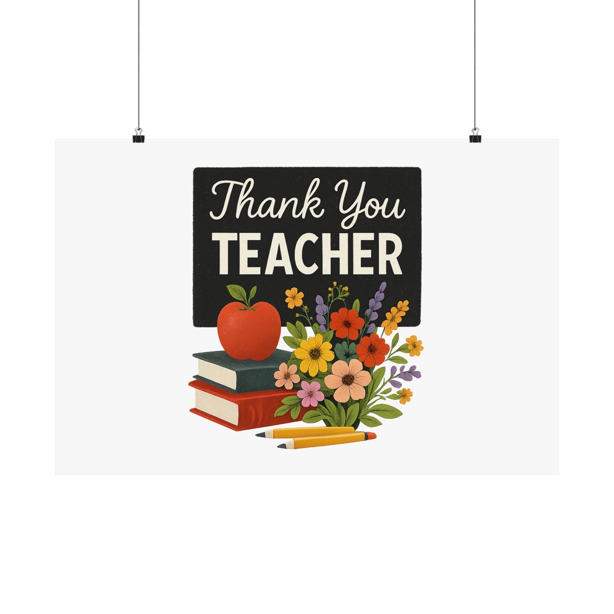 Thank You Teacher Gift Wildflower Watercolor Poster Classroom Wall Art Appreciation Print End of Year School Decor