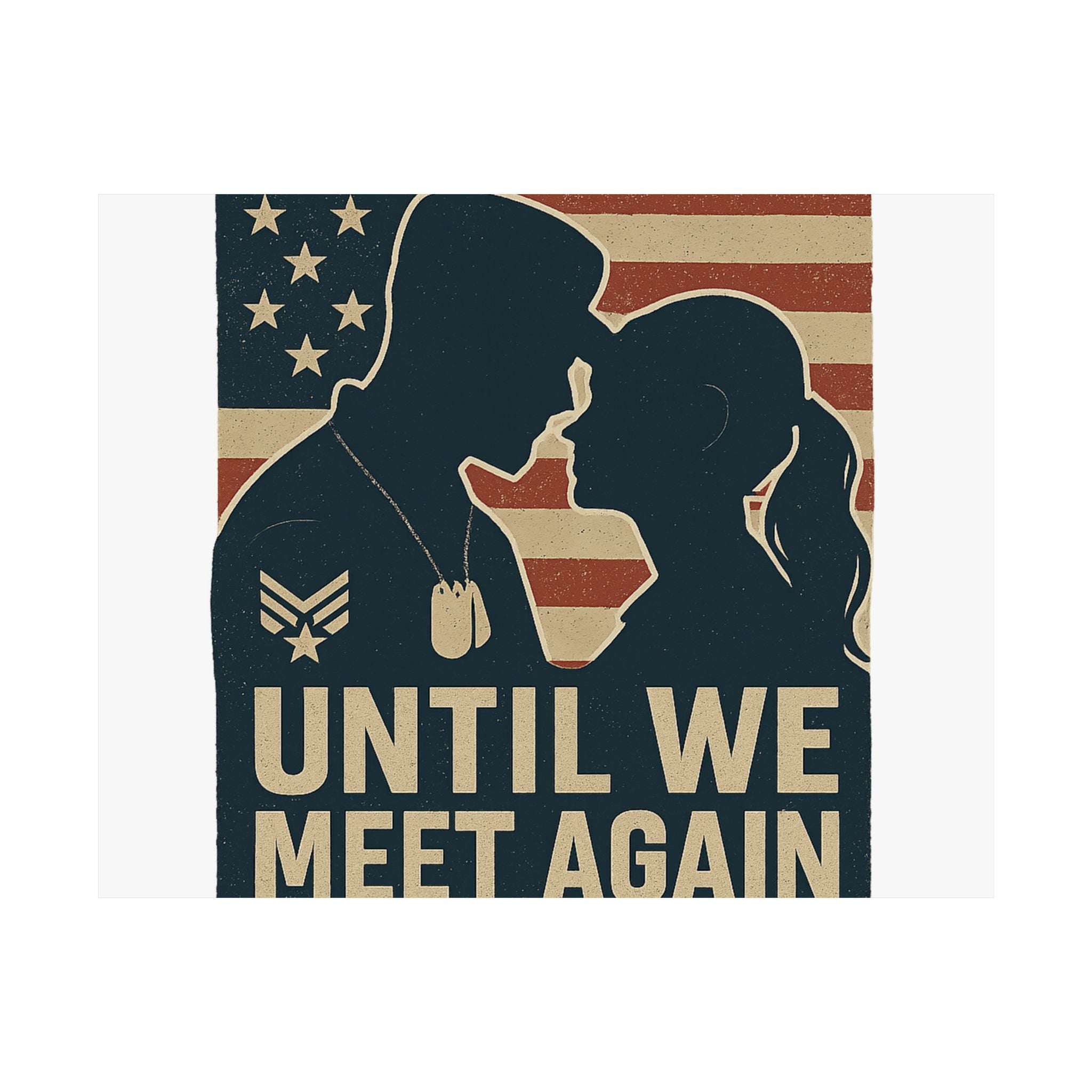 Until We Meet Again Military Deployment Poster, Romantic Farewell Gift for Military Spouse, Patriotic Couple Silhouette Art