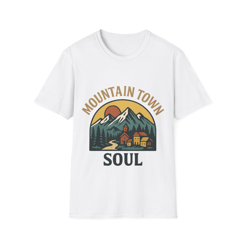 Mountain Town Soul Vintage Hiking Tee Raised on Mountain Air Shirt Wilderness Outdoor Adventure Gift Alpine Heritage Retro Tshirt