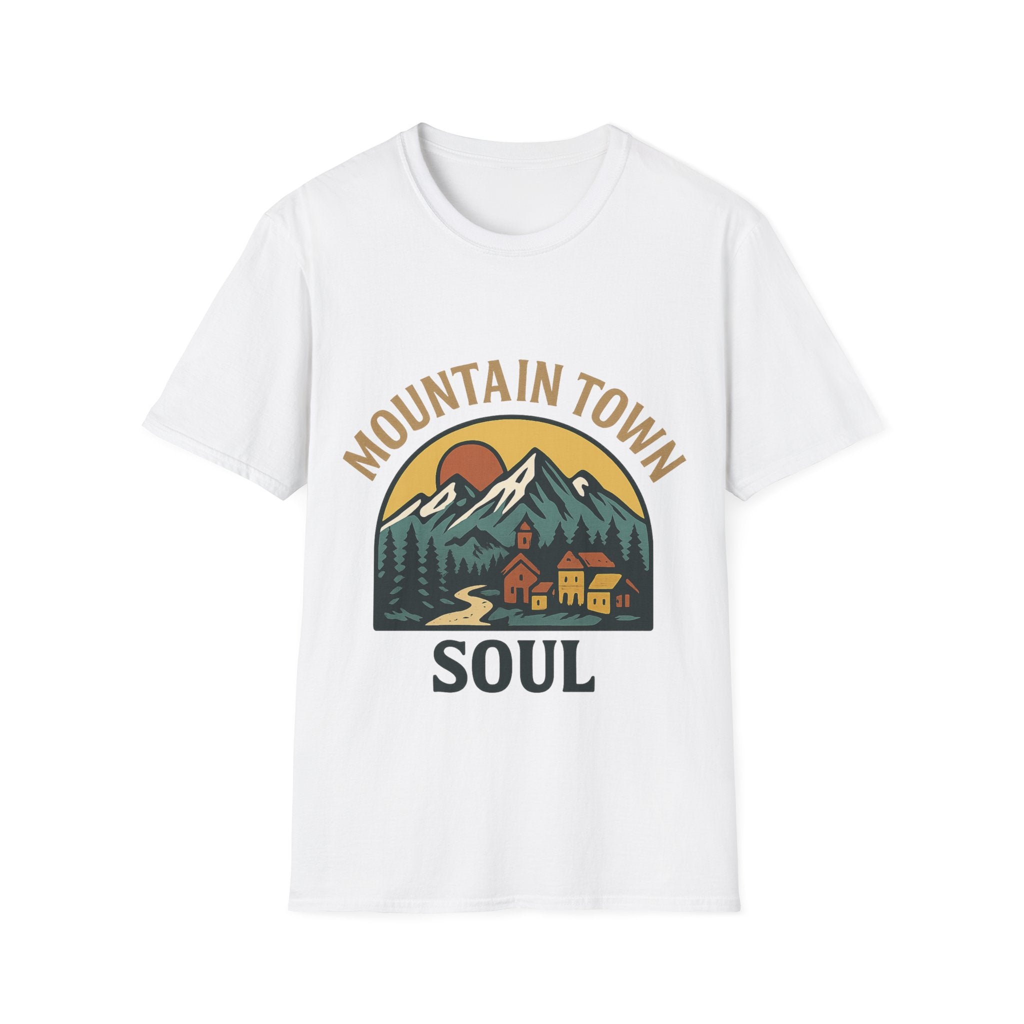 Mountain Town Soul Vintage Hiking Tee Raised on Mountain Air Shirt Wilderness Outdoor Adventure Gift Alpine Heritage Retro Tshirt