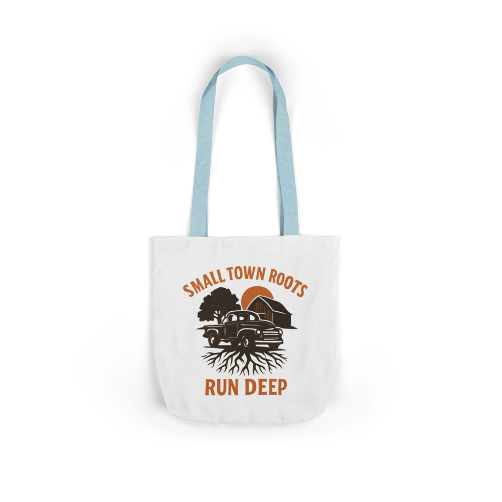 Small Town Roots Run Deep Tote Bag | Rural Heritage Pride Gift | Vintage Pickup Truck Barn Tote | Country Hometown Nostalgia Bag
