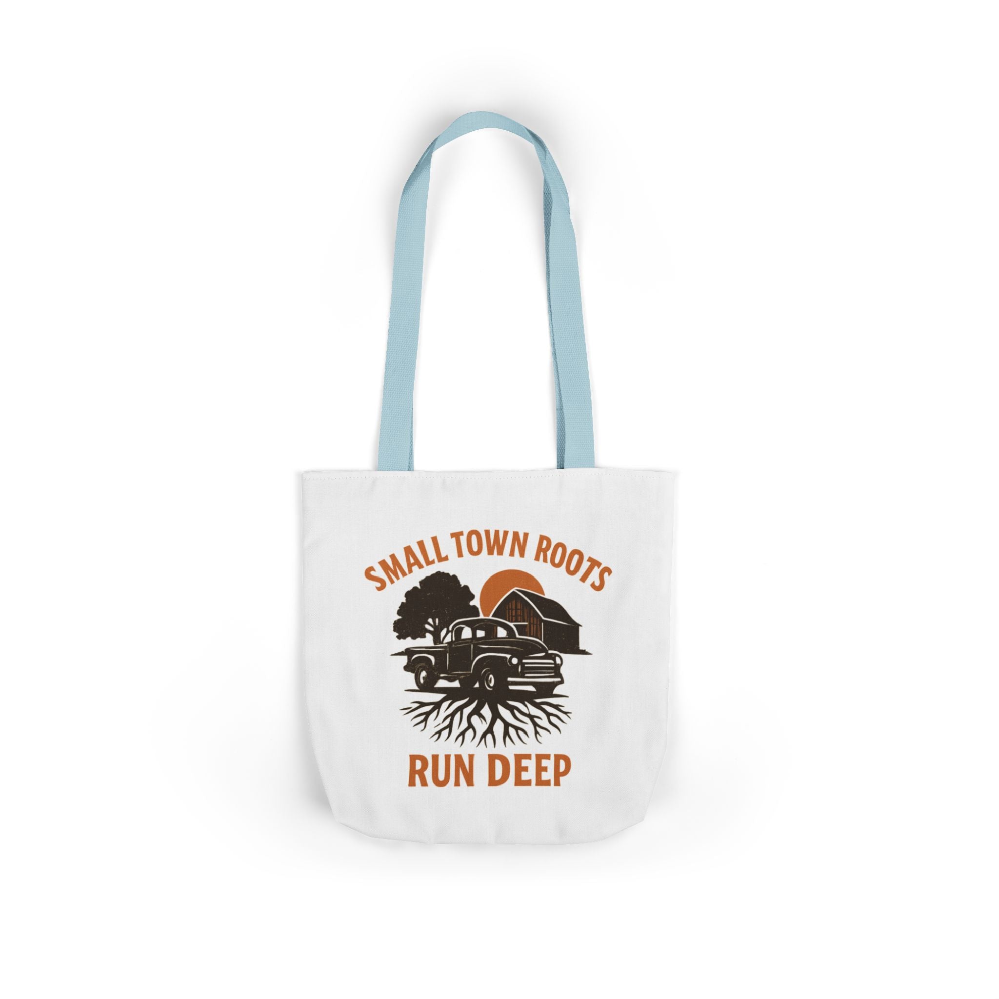 Small Town Roots Run Deep Tote Bag | Rural Heritage Pride Gift | Vintage Pickup Truck Barn Tote | Country Hometown Nostalgia Bag