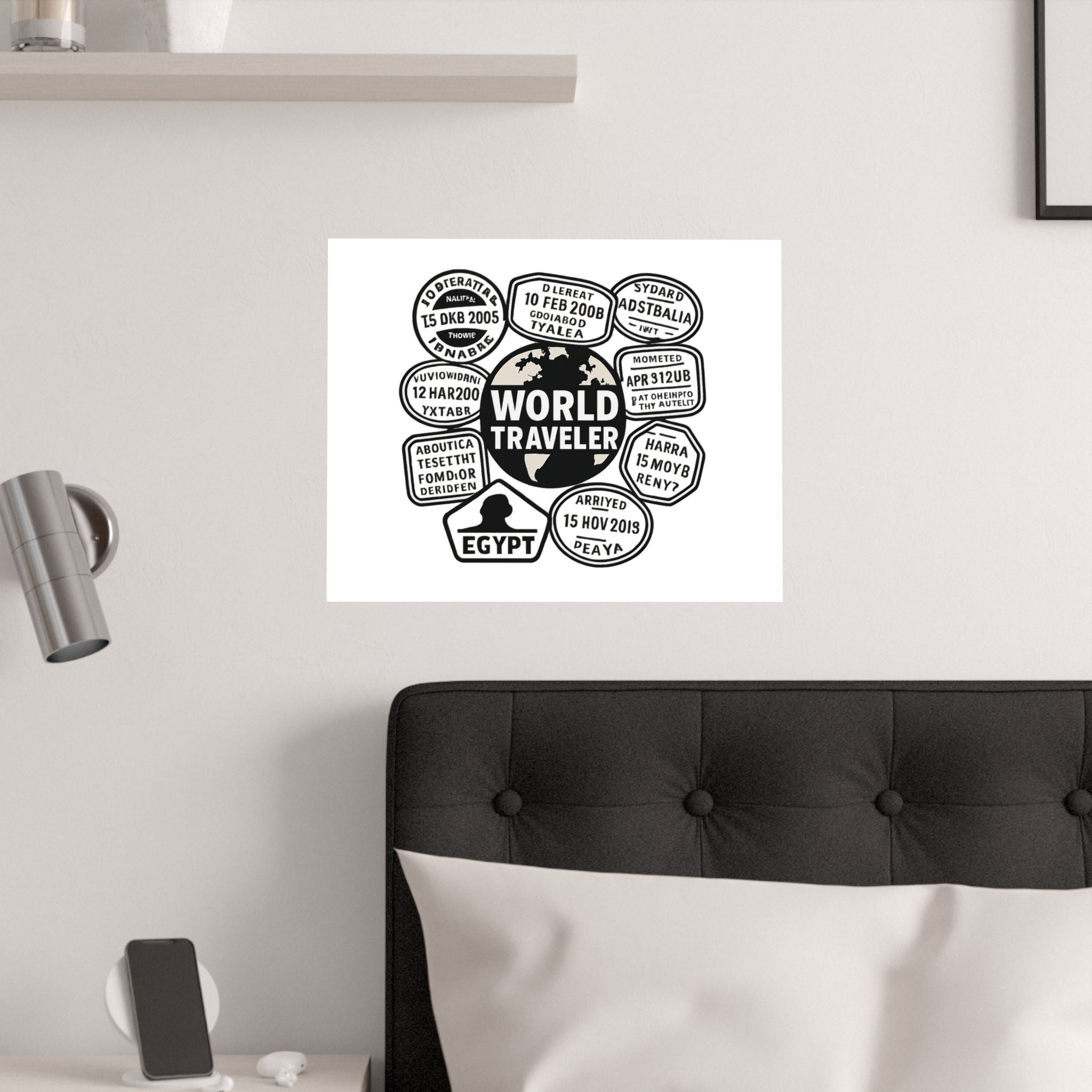Passport Stamp Collage Poster World Traveler Wall Art Travel Map Gift Adventure Decor Wanderlust Print Globe Trotter