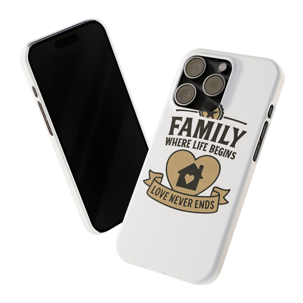 Family Where Life Begins Love Never Ends Phone Case, Rustic Farmhouse Gift for Mom Grandma, Mother's Day Gift, Heart Home Decor