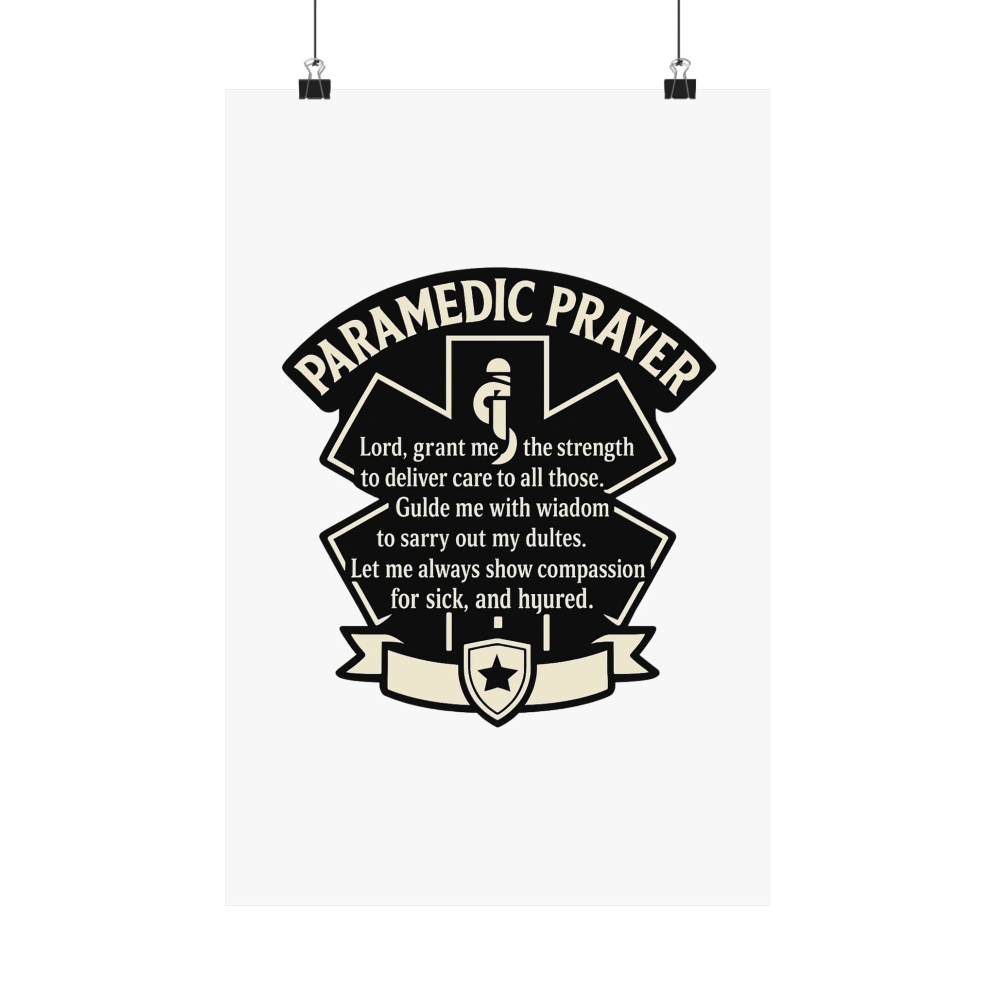 Paramedic Prayer Poster, EMS Gift, Star of Life Wall Art, Paramedic Graduation Gift, EMT Decor, First Responder Print, Thin White Line