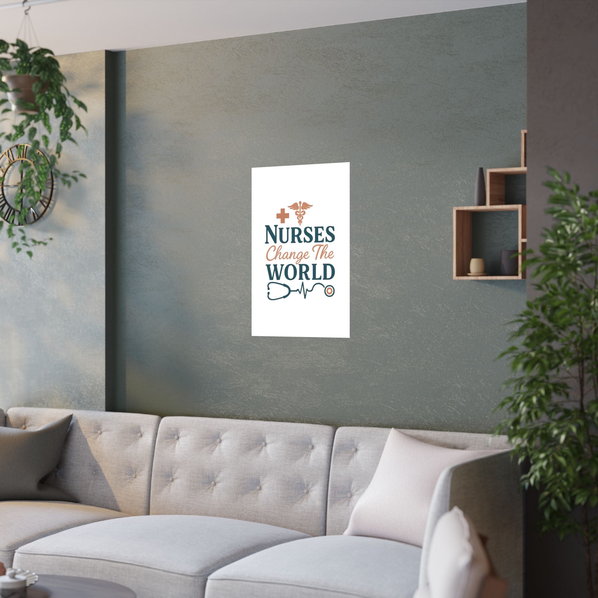 Nurse Motivation Poster, Nurses Change The World Wall Art, Nursing Graduation Gift, Nurse Office Decor, Medical Typography Print