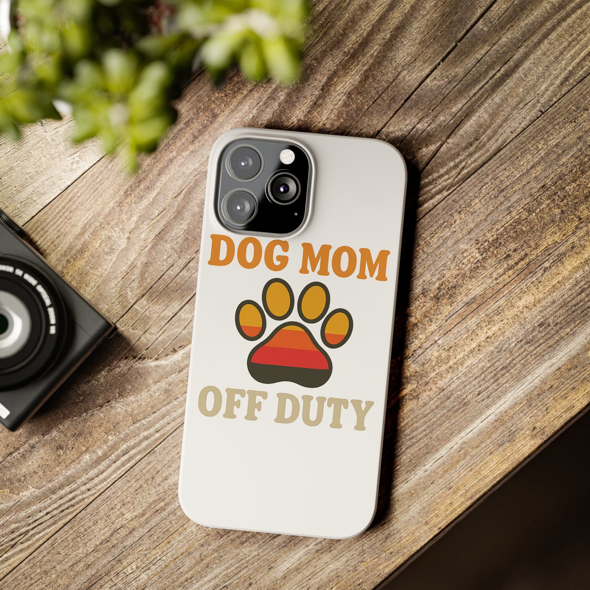 Dog Mom Off Duty Phone Case Retro 70s Vintage Dog Lover Gift Paw Print iPhone Samsung Galaxy Case Funny Pet Owner Gift