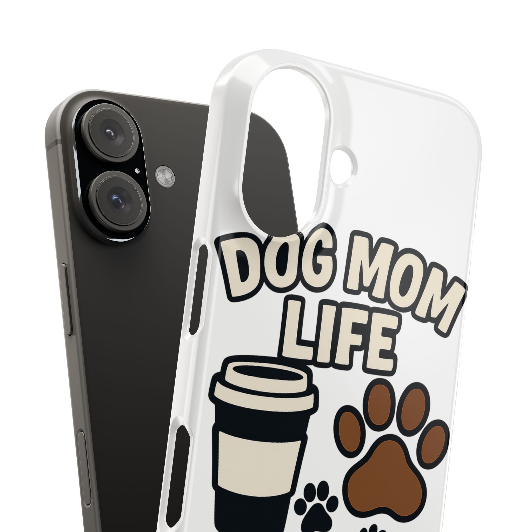 Dog Mom Life Phone Case, Coffee & Paws Illustrated Design, Gift for Dog Lover, Pet Parent Phone Case, Dog Owner Gift