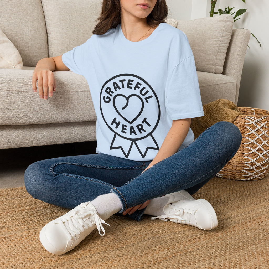 Grateful Heart T-Shirt, Minimalist Line Art Gratitude Shirt, Wellness Tee, Mindfulness Gift, Positive Affirmation Clothing