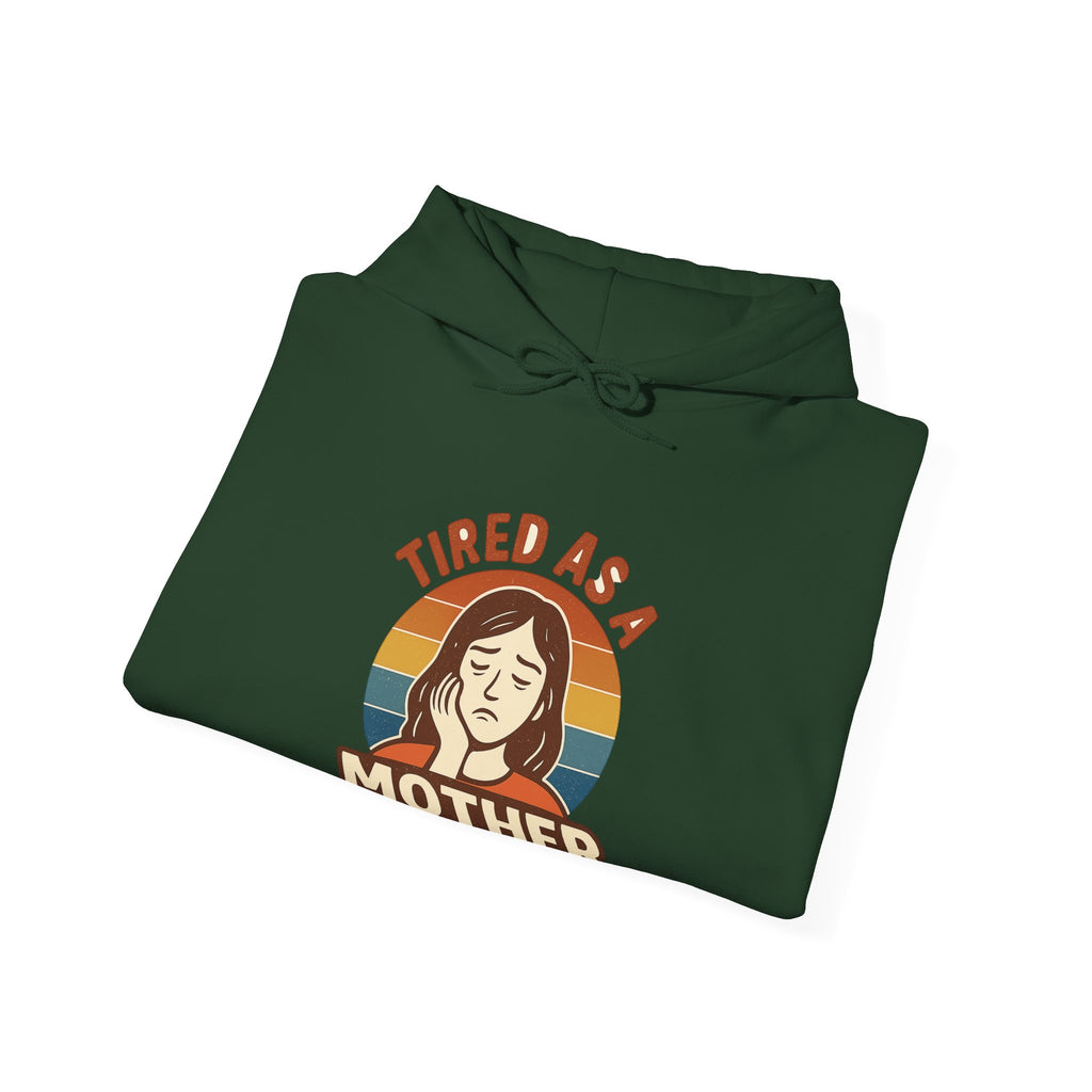 Tired As A Mother Hoodie Vintage Rainbow Retro Mom Life Sweatshirt Funny Exhausted Parent Gift Mothers Day Gift