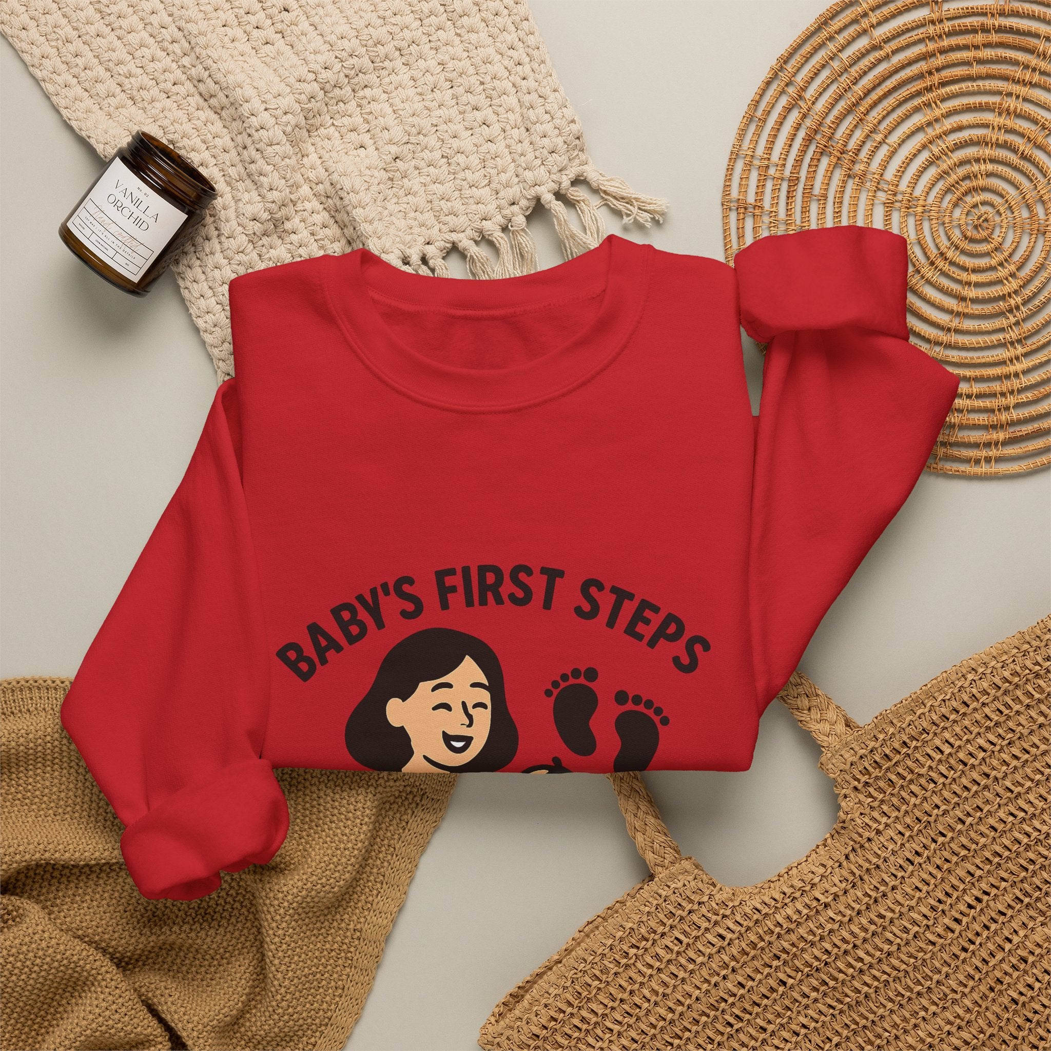 Baby's First Steps Sweatshirt, New Mom Gift, First Walking Milestone, Baby Footprint Shirt, Proud Mom Sweatshirt, Toddler Milestone