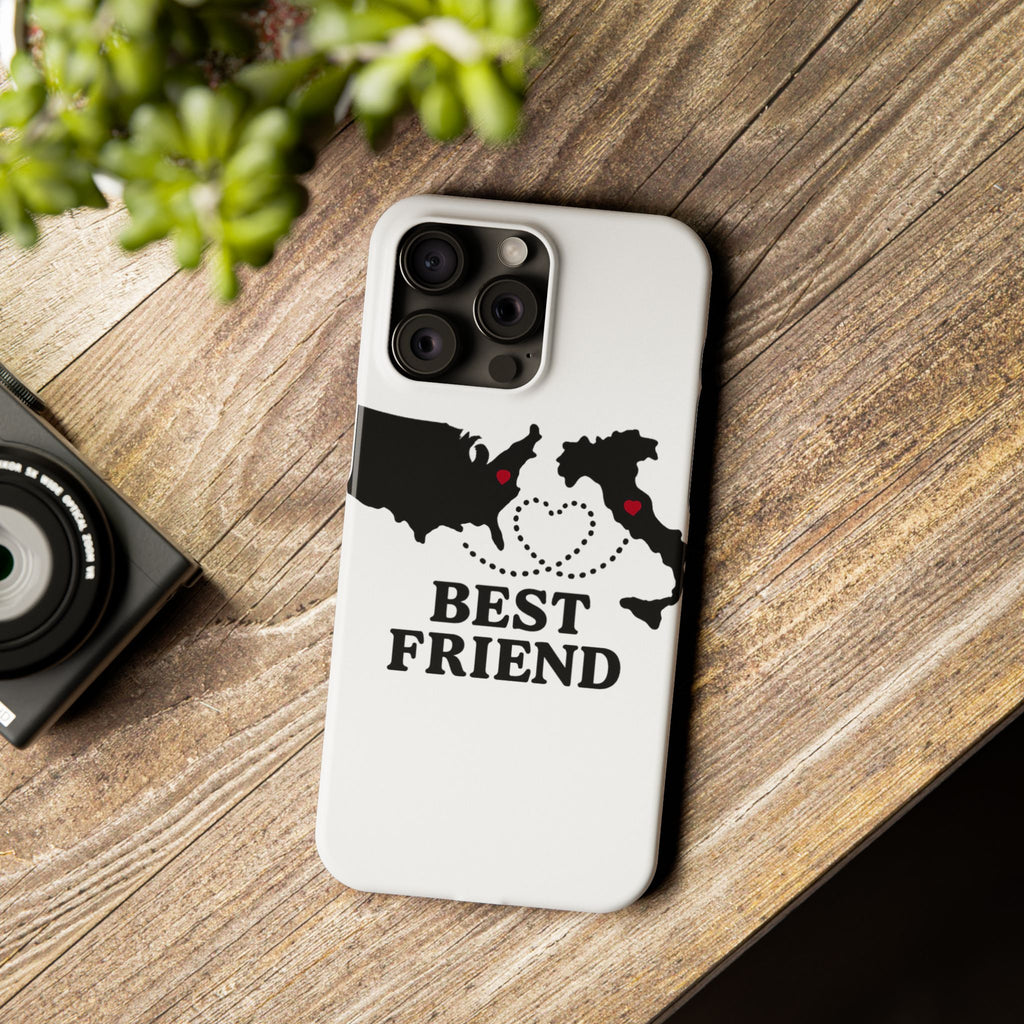 Long Distance Friendship Phone Case Personalized Coordinates Gift Best Friend Custom Location Map Heart Connection BFF