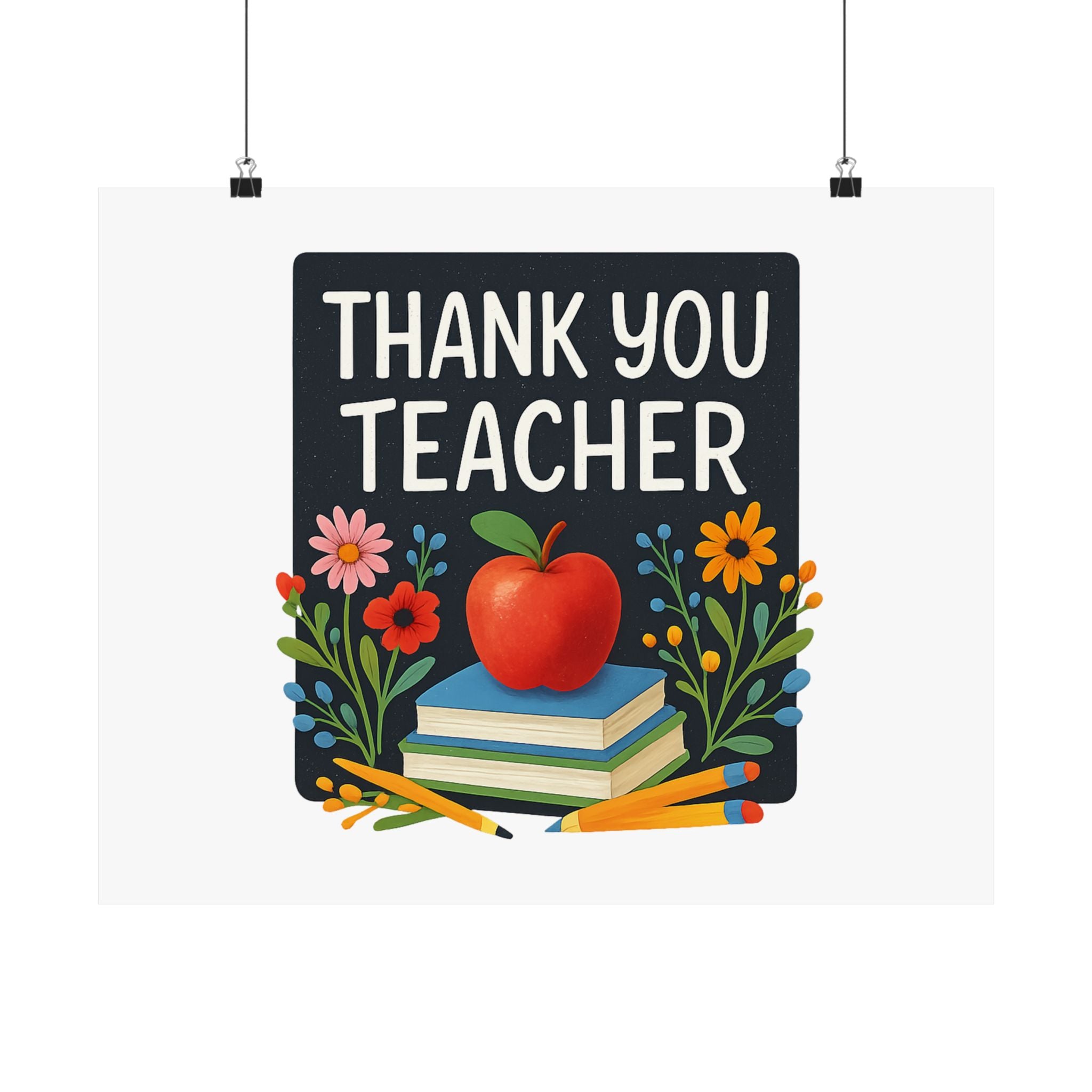 Thank You Teacher Gift Watercolor Wildflower Poster, Classroom Decor, End of School Year Gift, Teacher Appreciation Print