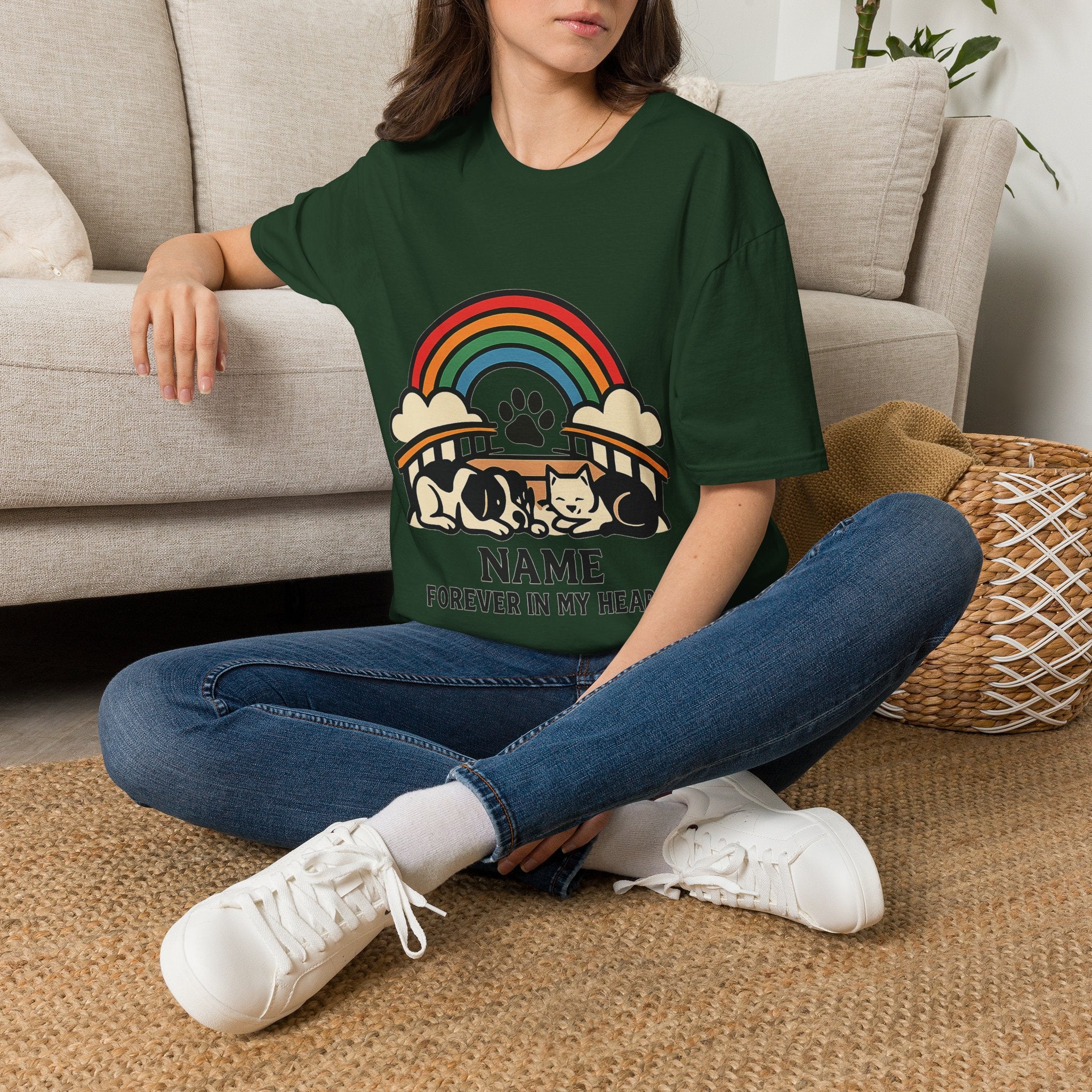 Rainbow Bridge Pet Memorial Shirt, Personalized Dog Cat Loss Gift, Custom Pet Remembrance Tee, Pet Memorial Sympathy Gift