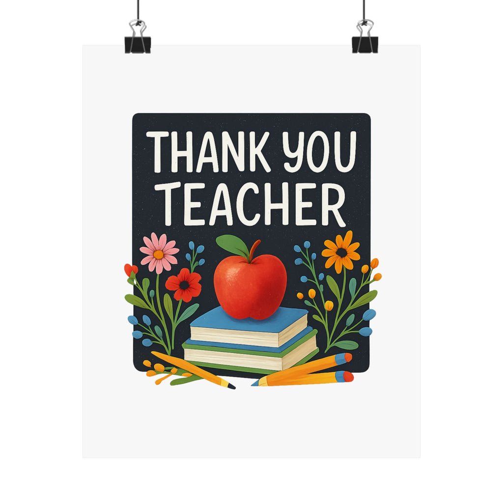 Thank You Teacher Gift Watercolor Wildflower Poster, Classroom Decor, End of School Year Gift, Teacher Appreciation Print