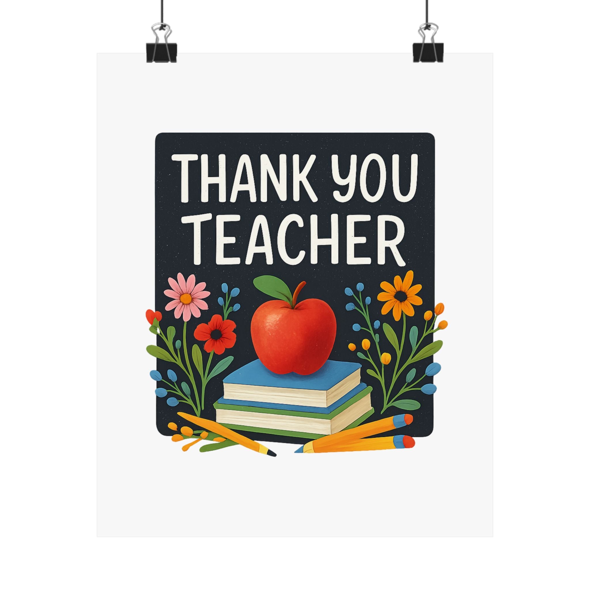Thank You Teacher Gift Watercolor Wildflower Poster, Classroom Decor, End of School Year Gift, Teacher Appreciation Print