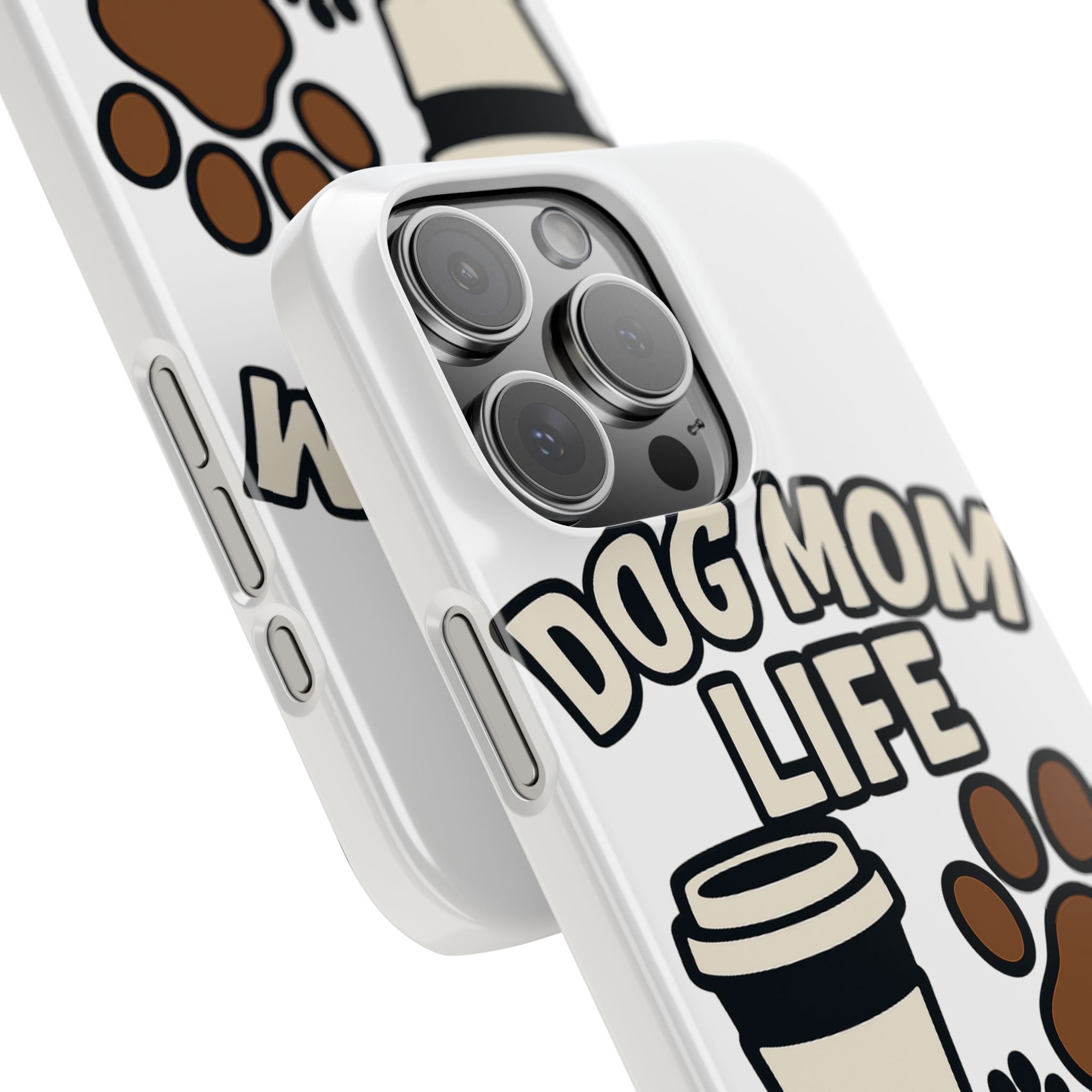 Dog Mom Life Phone Case, Coffee & Paws Illustrated Design, Gift for Dog Lover, Pet Parent Phone Case, Dog Owner Gift