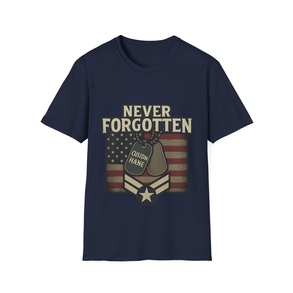 Never Forgotten Veteran Memorial Shirt Custom Name Military Tribute Tee Gold Star Family Gift Personalized Remembrance Tshirt