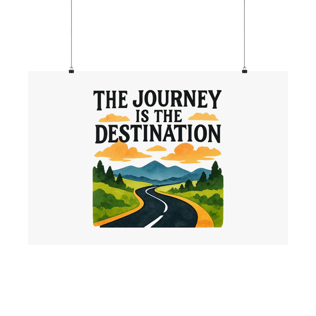 The Journey Is The Destination Print Watercolor Road Trip Poster Inspirational Quote Wall Art Travel Decor Wanderlust Gift