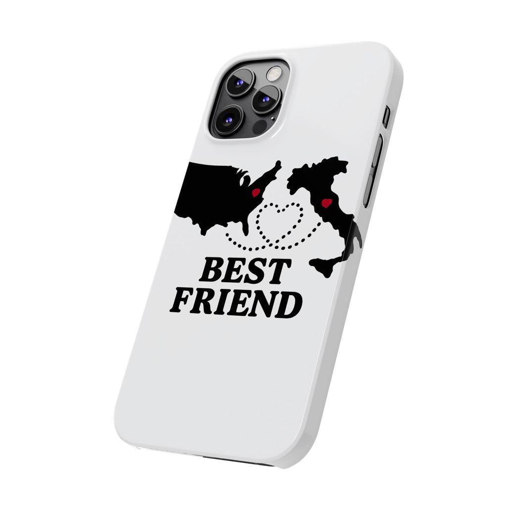 Long Distance Friendship Phone Case Personalized Coordinates Gift Best Friend Custom Location Map Heart Connection BFF