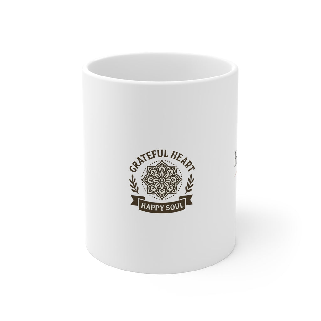 Grateful Heart Happy Soul Coffee Mug Gratitude Mandala Mug Mindfulness Gift Boho Yoga Mug Self Care Morning Affirmation Mug