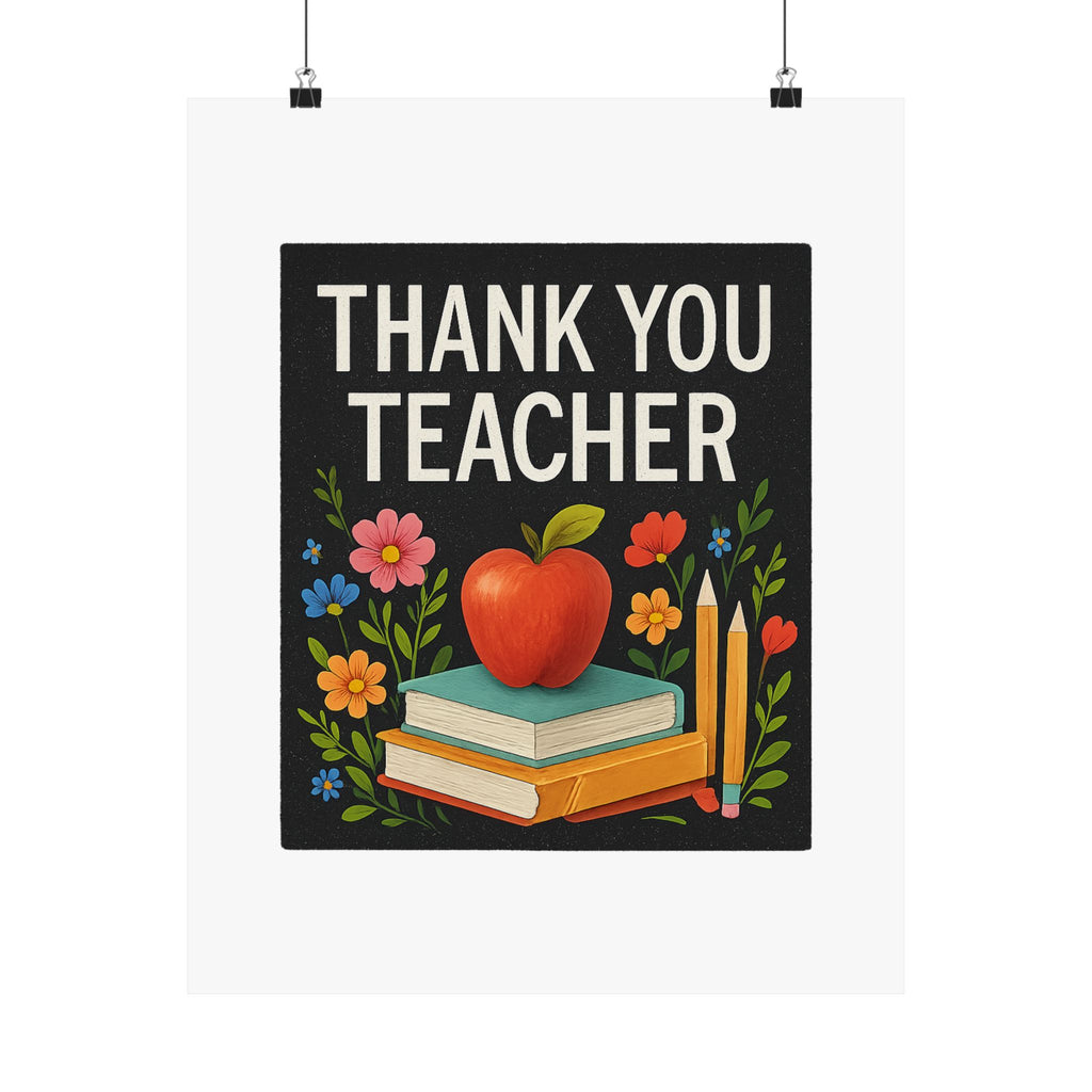 Thank You Teacher Gift Poster, Wildflower Watercolor Classroom Decor, Teacher Appreciation Wall Art, End of Year Gift