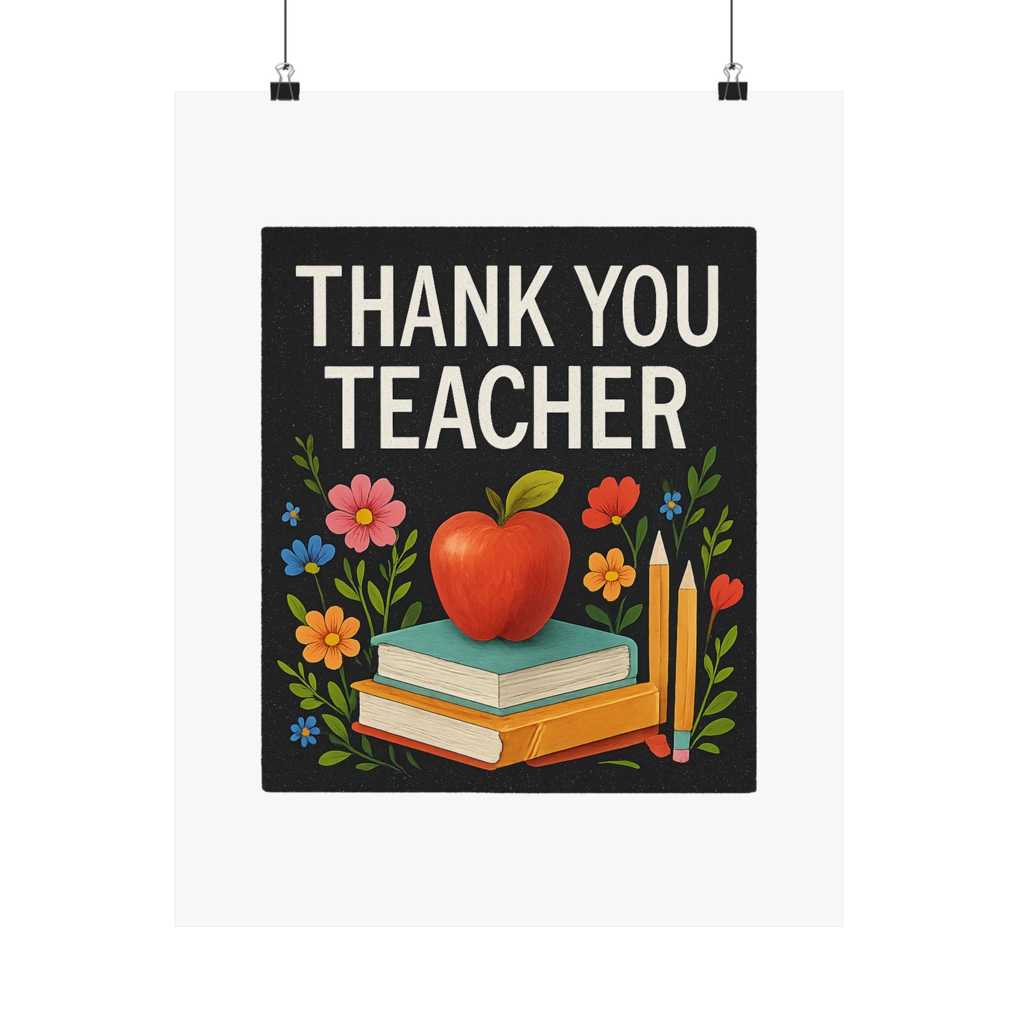 Thank You Teacher Gift Poster, Wildflower Watercolor Classroom Decor, Teacher Appreciation Wall Art, End of Year Gift