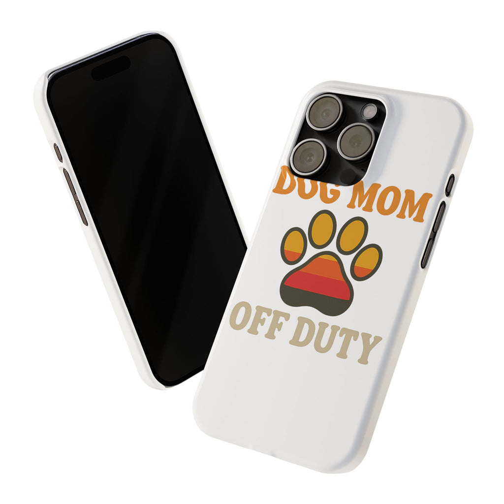 Dog Mom Off Duty Phone Case Retro 70s Vintage Dog Lover Gift Paw Print iPhone Samsung Galaxy Case Funny Pet Owner Gift