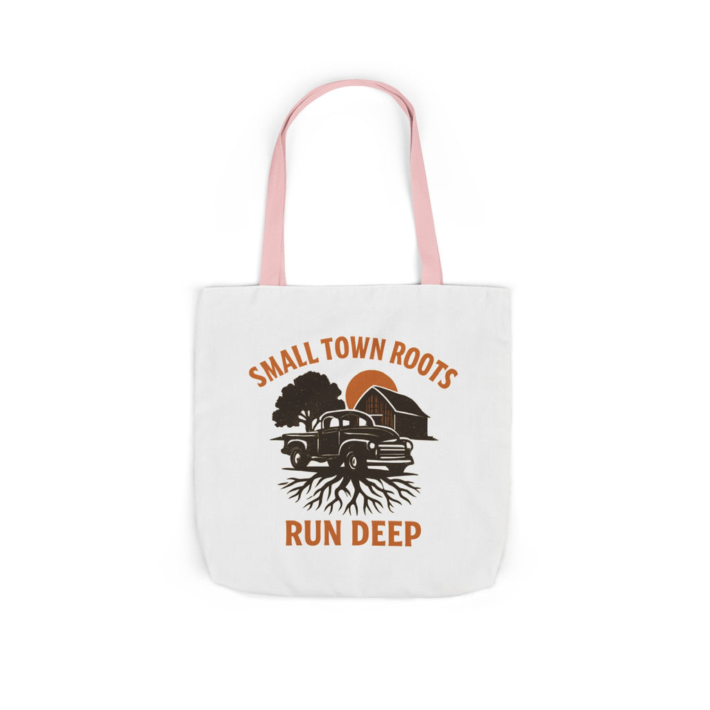 Small Town Roots Run Deep Tote Bag | Rural Heritage Pride Gift | Vintage Pickup Truck Barn Tote | Country Hometown Nostalgia Bag