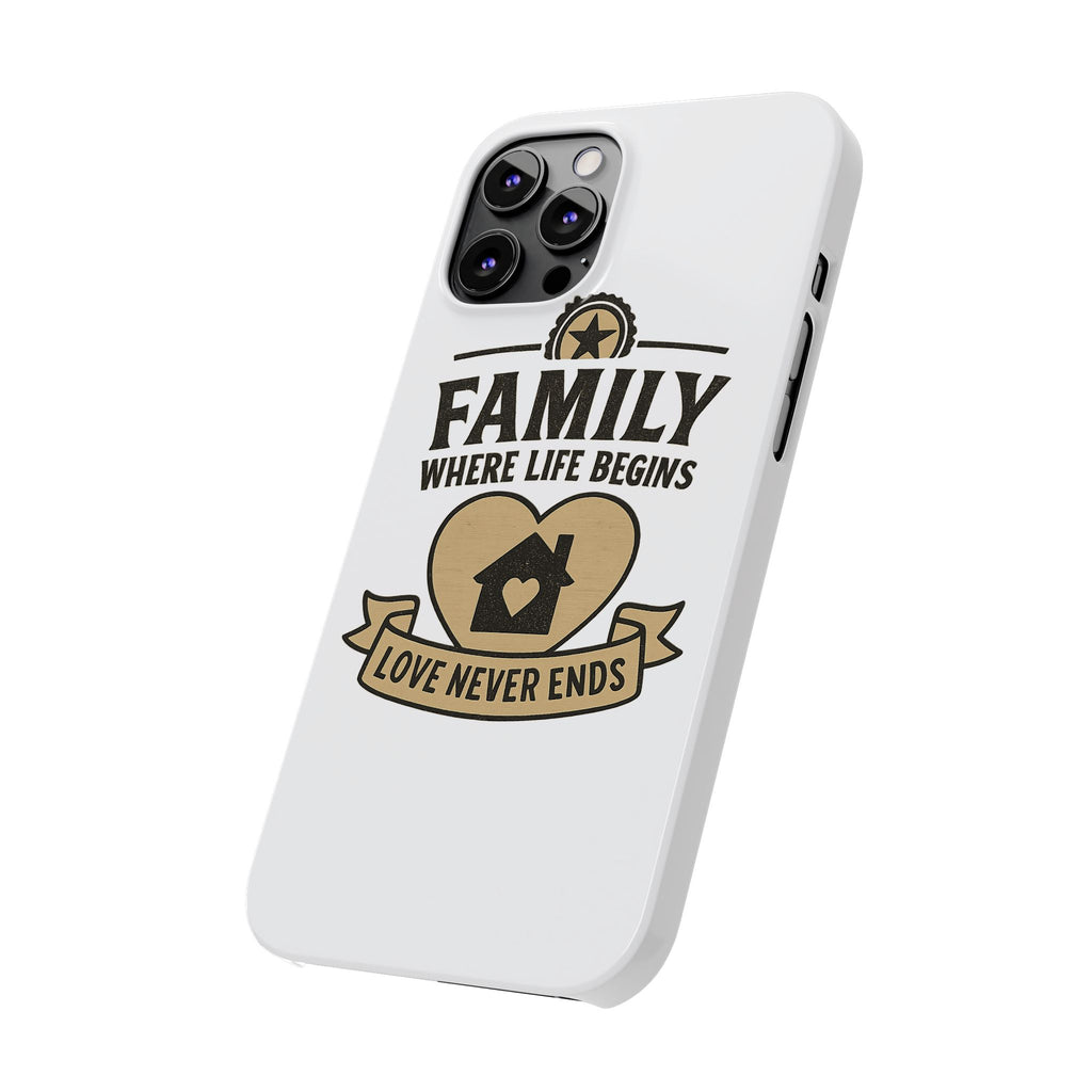 Family Where Life Begins Love Never Ends Phone Case, Rustic Farmhouse Gift for Mom Grandma, Mother's Day Gift, Heart Home Decor