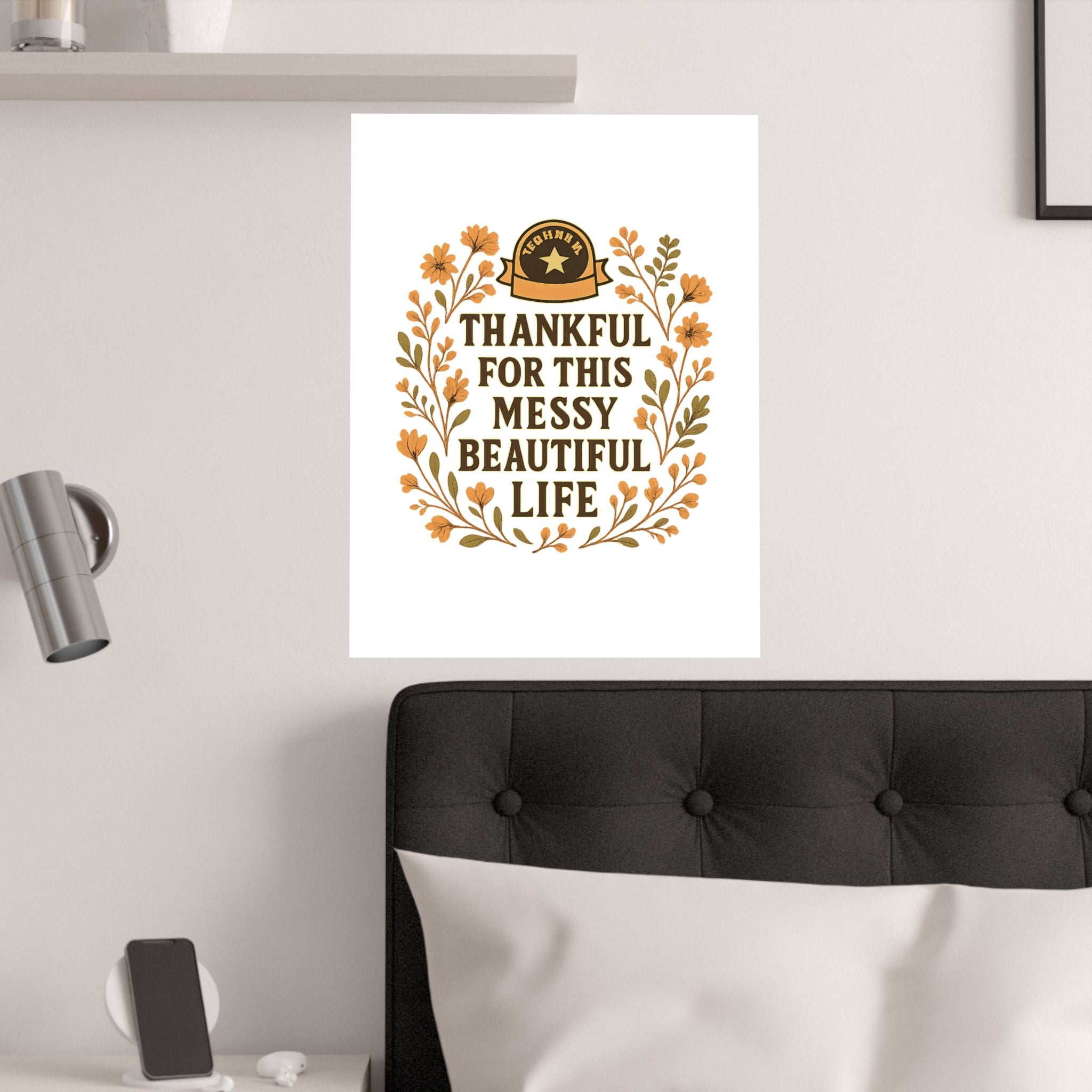 Thankful For This Messy Beautiful Life Poster, Gratitude Wall Art, Wildflower Print, Housewarming Gift, Earth Tone Home Decor