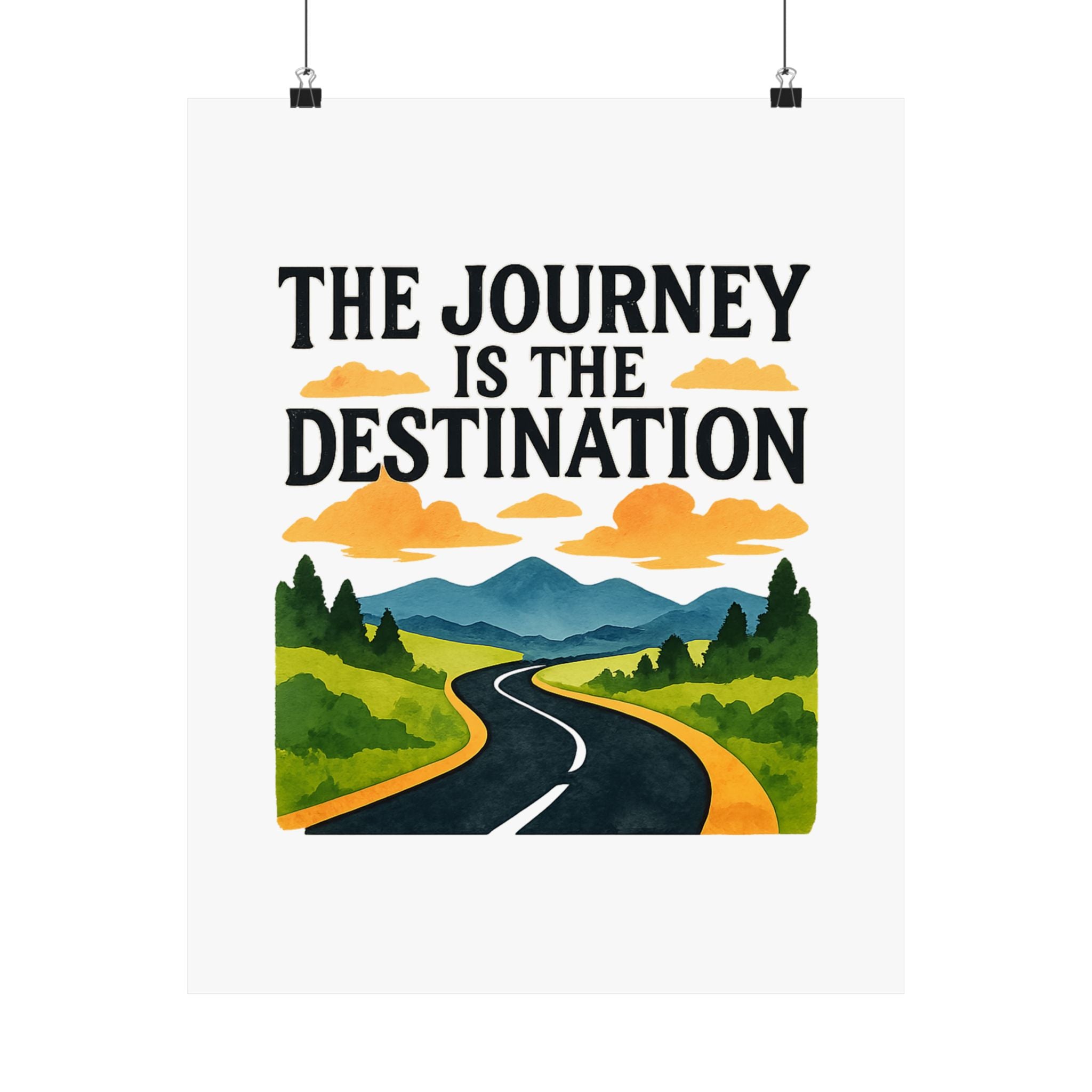 The Journey Is The Destination Print Watercolor Road Trip Poster Inspirational Quote Wall Art Travel Decor Wanderlust Gift
