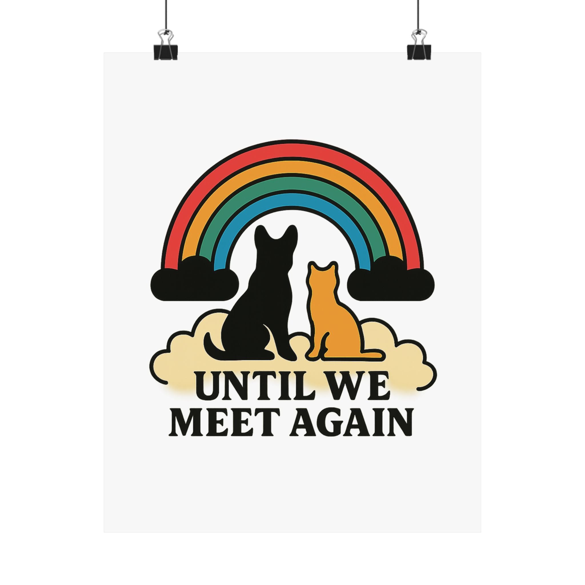 Rainbow Bridge Pet Memorial Poster, Dog Cat Loss Sympathy Gift, Until We Meet Again Pet Remembrance Wall Art, Pet Bereavement Print