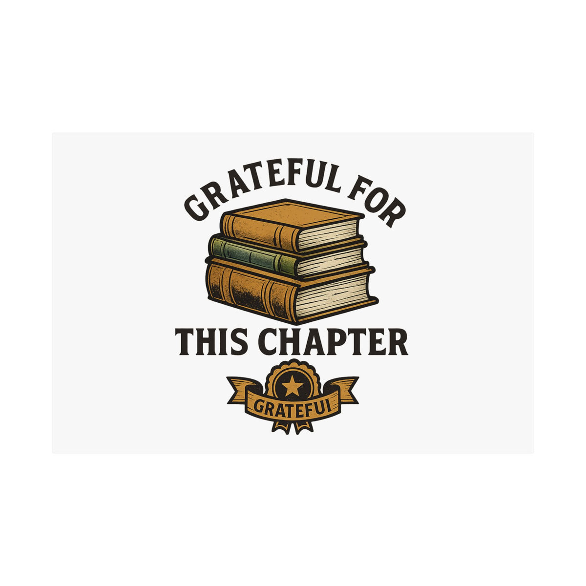 Grateful For This Chapter Book Lover Poster | Vintage Book Stack Wall Art | Literary Gift | Graduation Gift | New Home Decor