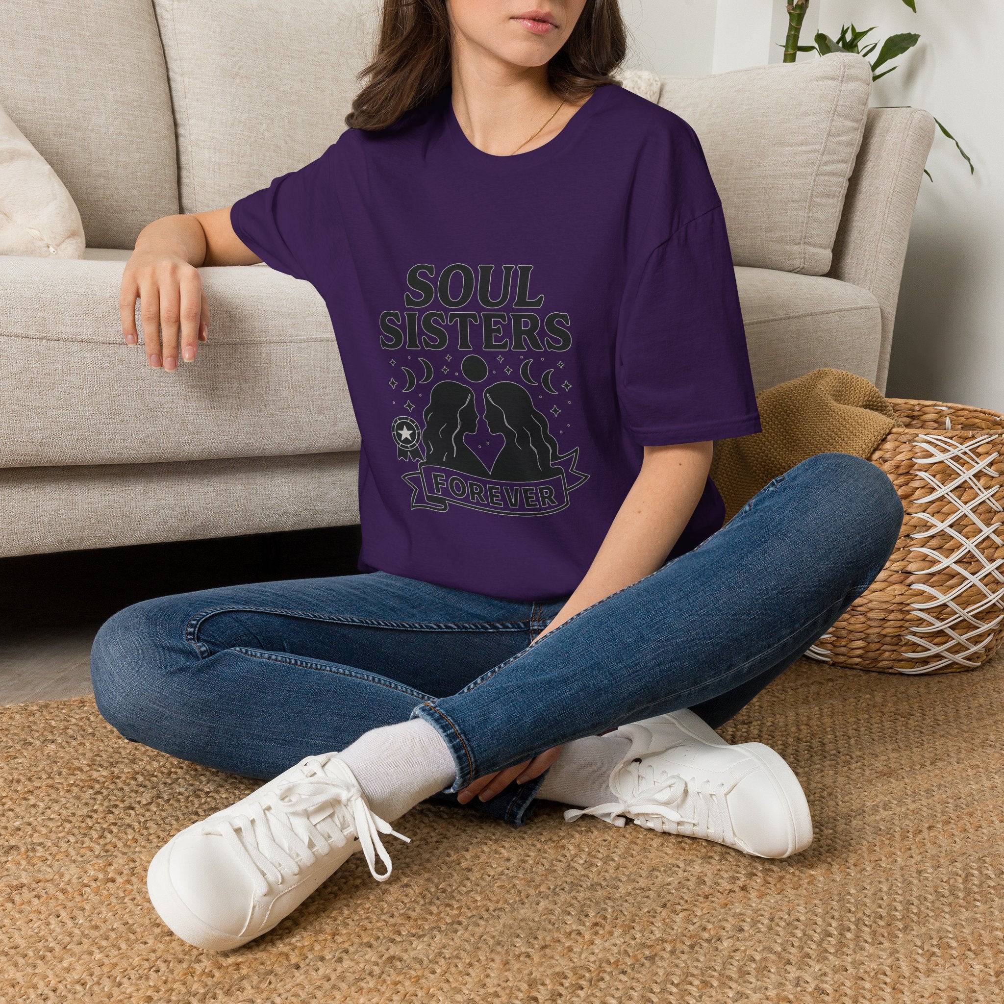 Soul Sisters Forever Matching T-Shirts, Best Friend Shirts, Celestial Moon Phase Tees, BFF Gifts for Women, Soulmate Friendship