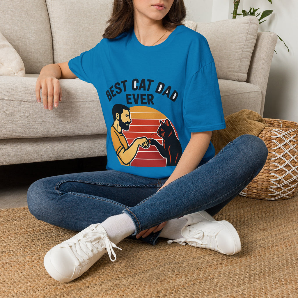 Best Cat Dad Ever Shirt Vintage Retro Cat Lover Gift for Men Father's Day Cat Owner Tshirt Funny Cat Dad Gift Retro Sunset Tee