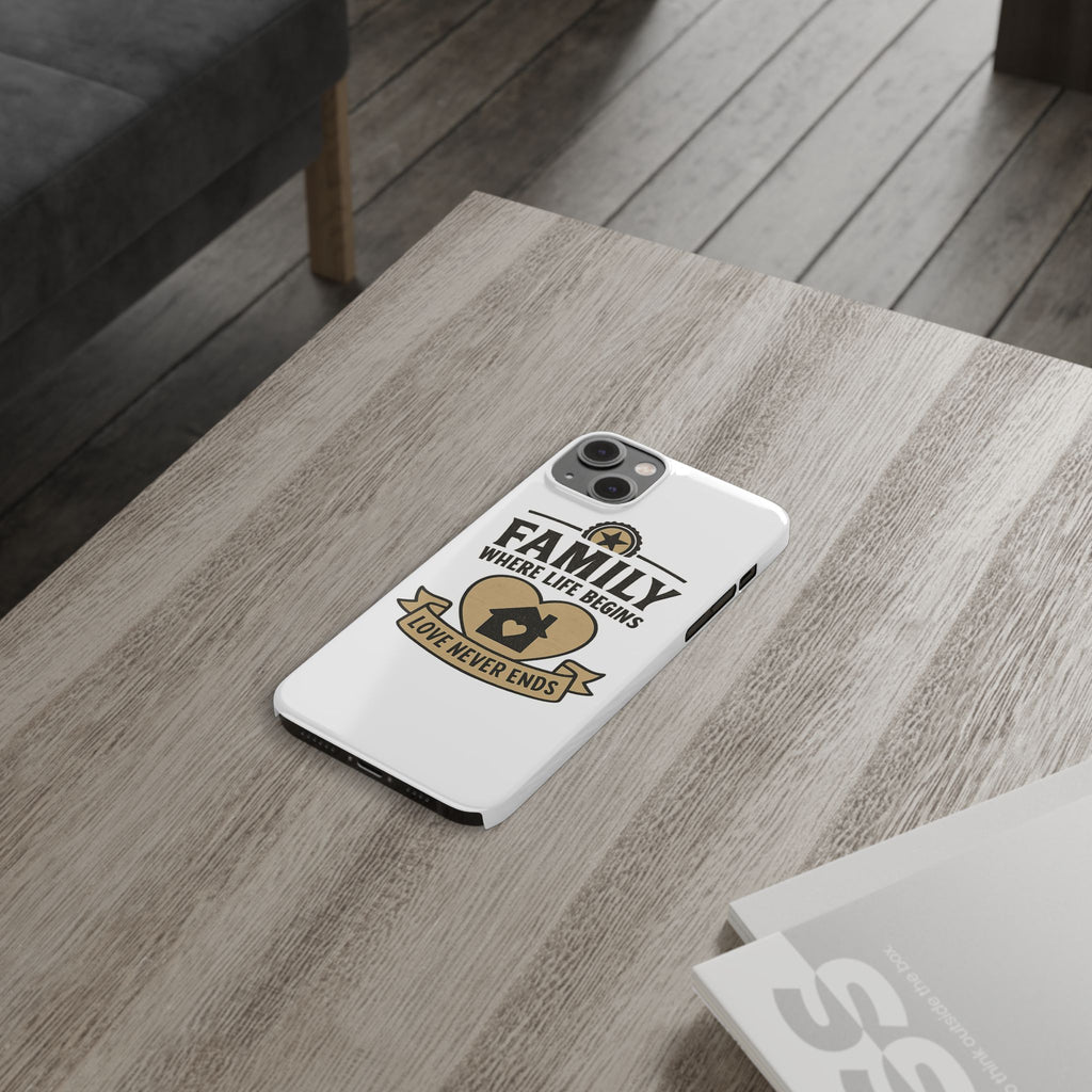 Family Where Life Begins Love Never Ends Phone Case, Rustic Farmhouse Gift for Mom Grandma, Mother's Day Gift, Heart Home Decor