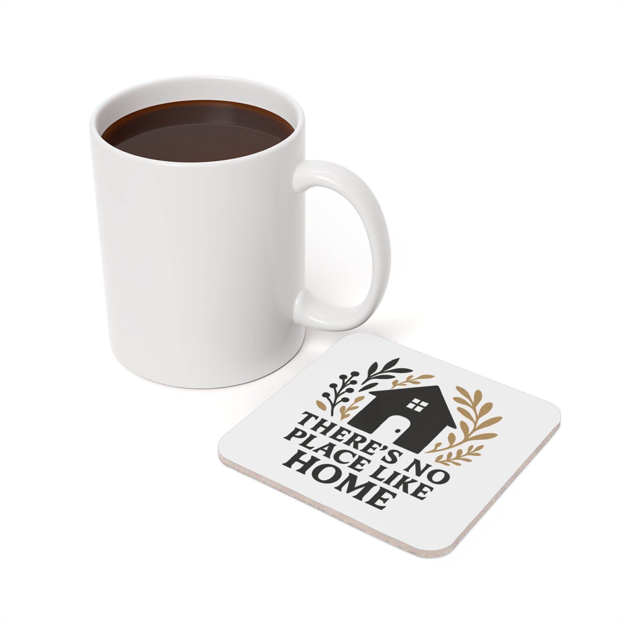 There's No Place Like Home Coasters, Housewarming Gift, Botanical Cork Coaster Set, Home Decor, New Home Gift for Friend