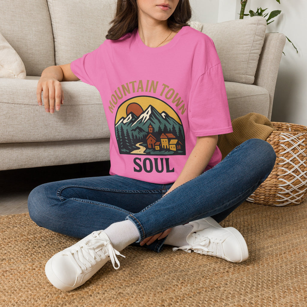 Mountain Town Soul Vintage Hiking Tee Raised on Mountain Air Shirt Wilderness Outdoor Adventure Gift Alpine Heritage Retro Tshirt